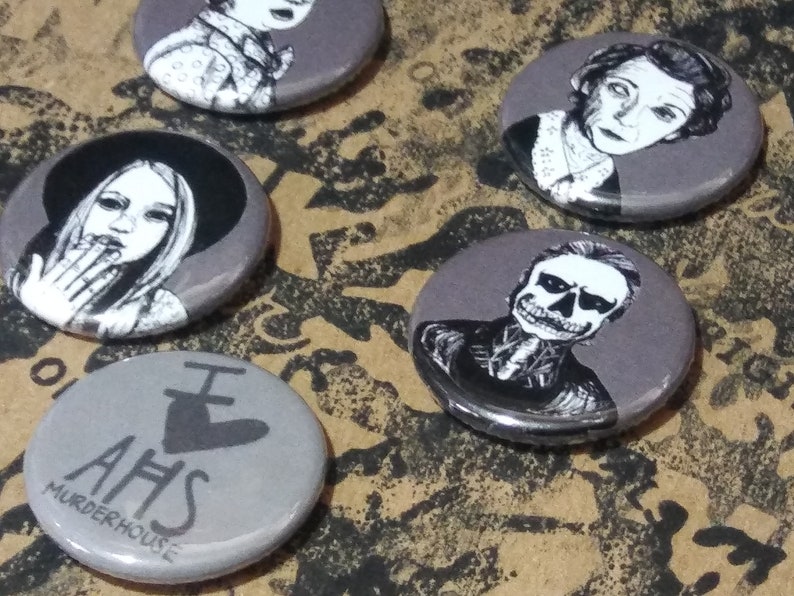 American Horror Story Murder House Button Set - Wearable Art - Unique Gift Set For ALL lovers of AHS!