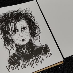 You Complete Me Edward Scissorhands Card Unique Valentine's Day Card for All Horror Lovers image 9