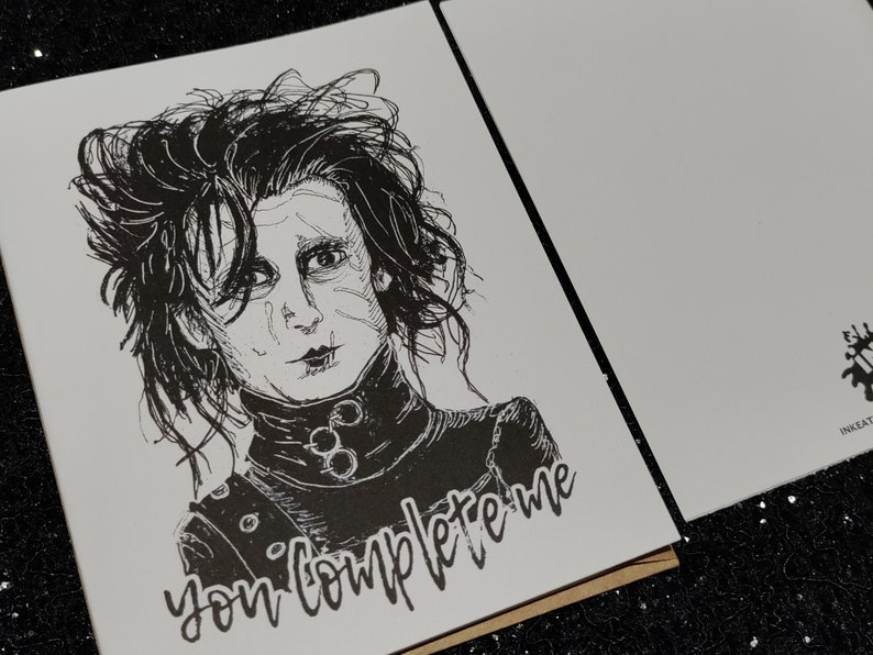 You Complete Me Edward Scissorhands Card Unique Valentine's Day Card for All Horror Lovers image 9