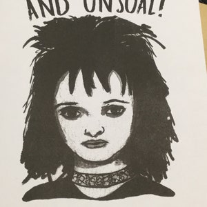 I Love The Strange And Usual Lydia Deetz Beetlejuice Card Unique Anniversary Card for All Horror Lovers image 4