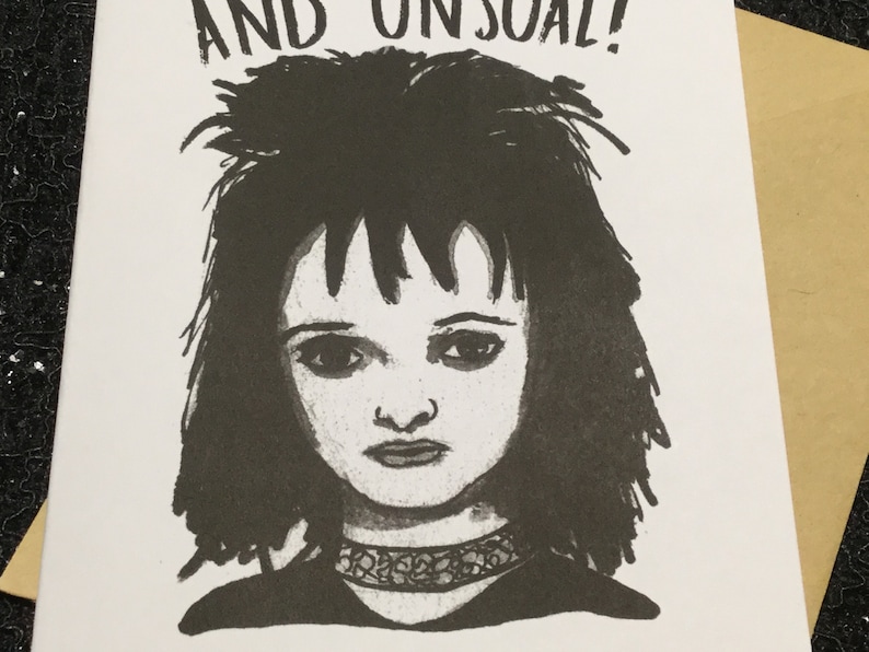 I Love The Strange And Usual Lydia Deetz Beetlejuice Card Unique Anniversary Card for All Horror Lovers image 4