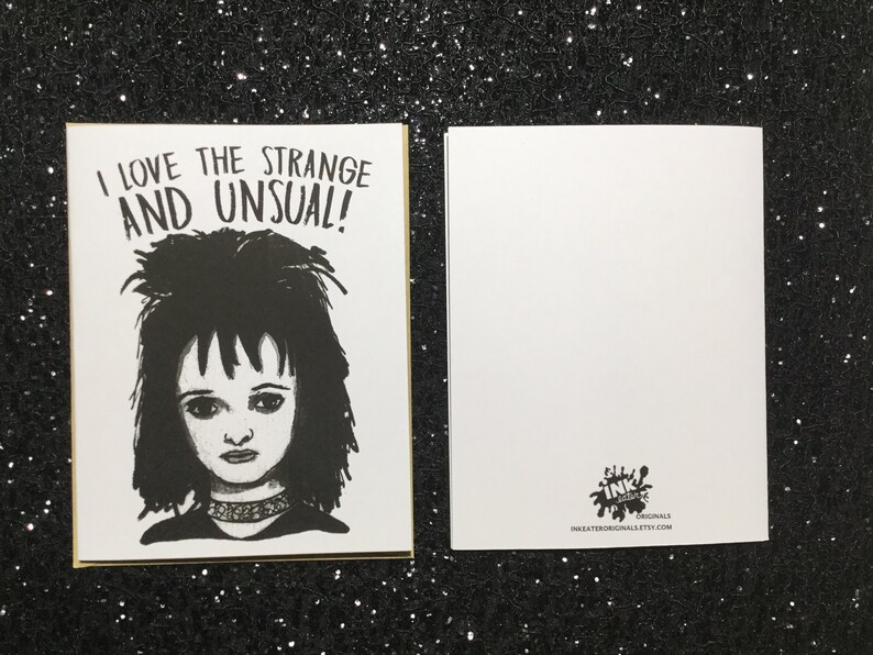 I Love The Strange And Usual Lydia Deetz Beetlejuice Card Unique Anniversary Card for All Horror Lovers image 6