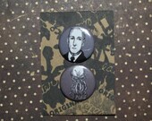 Cthulhu and H.P. Lovecraft - Lovecraft button Set - Horror Buttons - Wearable Art- Unique Gift - Couples Pins  For ALL Lovecratian Lovers
