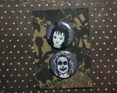 Beetlejuice and Lydia Deetz - Beetlejuice  button Set - Horror Buttons - Wearable Art- Unique Gift - Couples Pins  For ALL 80s Lovers