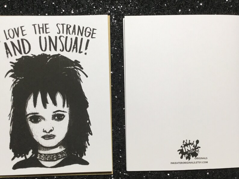 I Love The Strange And Usual Lydia Deetz Beetlejuice Card Unique Anniversary Card for All Horror Lovers image 7