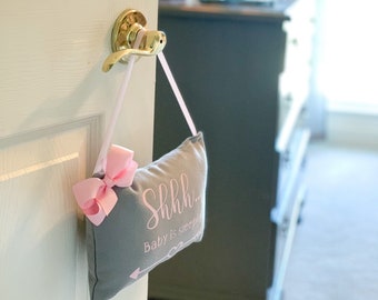 Shhhh... Baby sleeping pillow door hanger