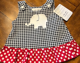 Alabama A-Line Houndstooth Dress with Ruffle/ Game Day Outfit/ Photo Shoot