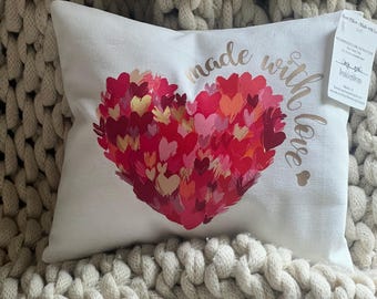 Brushstroke Heart Pillow  - made with love - 10x9x3