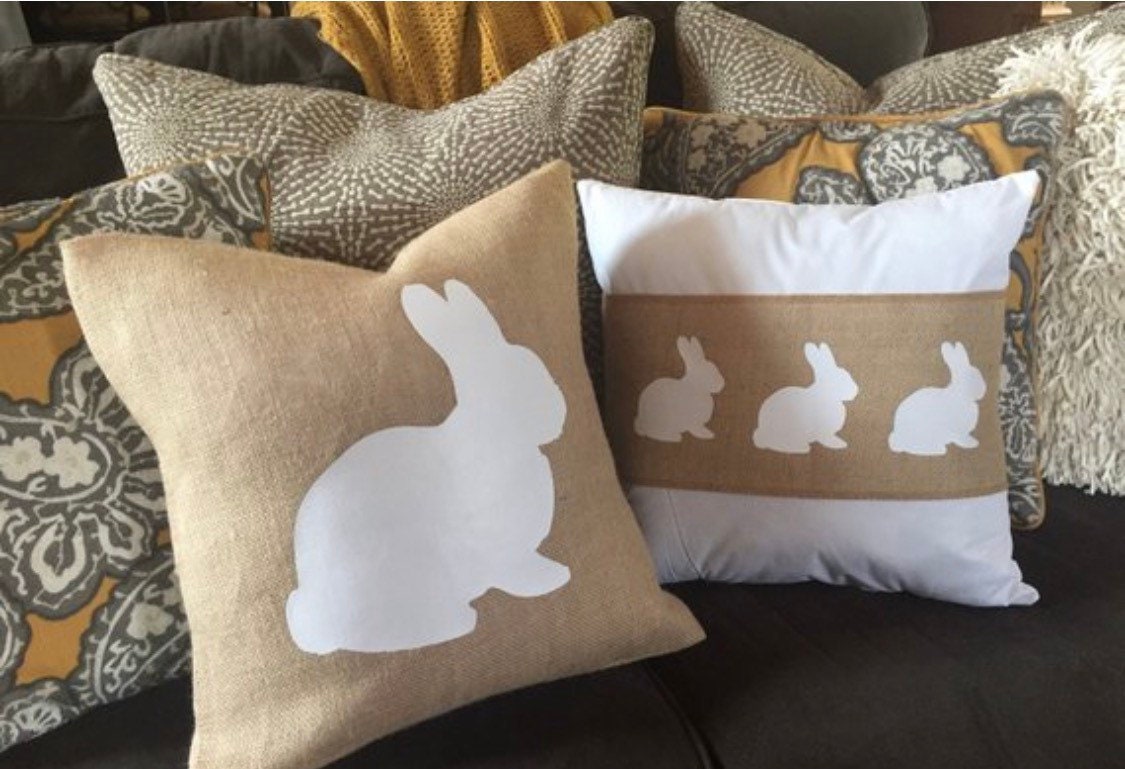 burlap bunny pillow