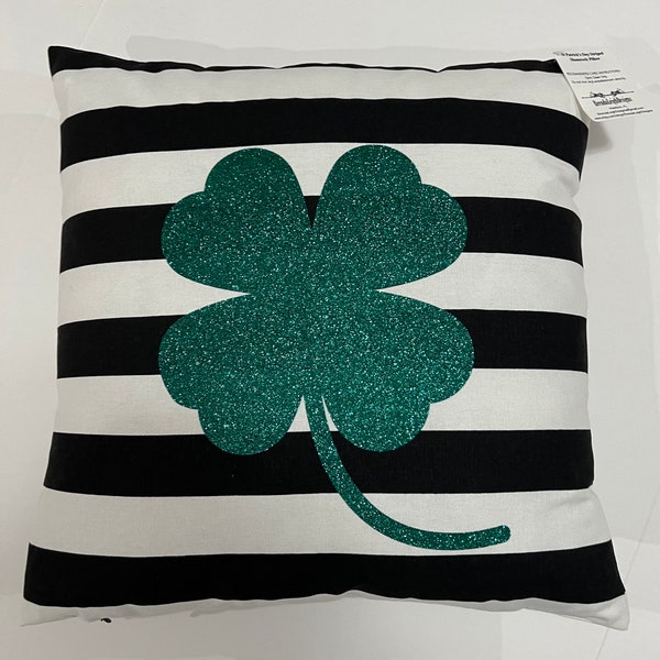 Lucky Shamrock Pillow, St Patricks Day Decor, St Patrick Pillow Cover, Spring Pillow, Spring Decor, Spring Gift, Decorative Pillow, Custom main image 1