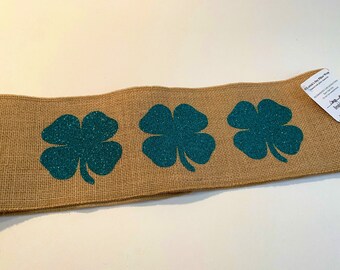 St Patrick's Day Shamrocks Burlap Pillow Wrap