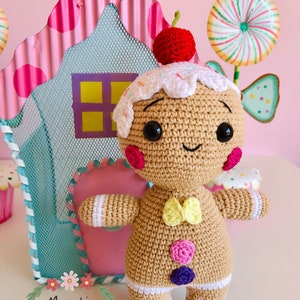 Gingerbread man amigurumi doll, handmade, ooak, safe baby toy