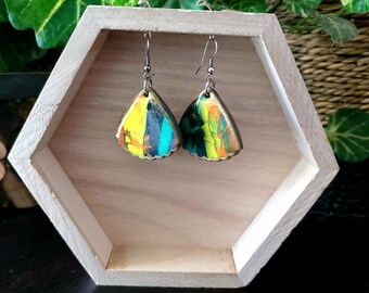 Handmade/polymer clay/butterfly wing/Dangle earrings/multicolor