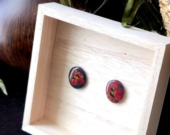 Handmade Multicolored Mokume gane polymer clay stud earrings