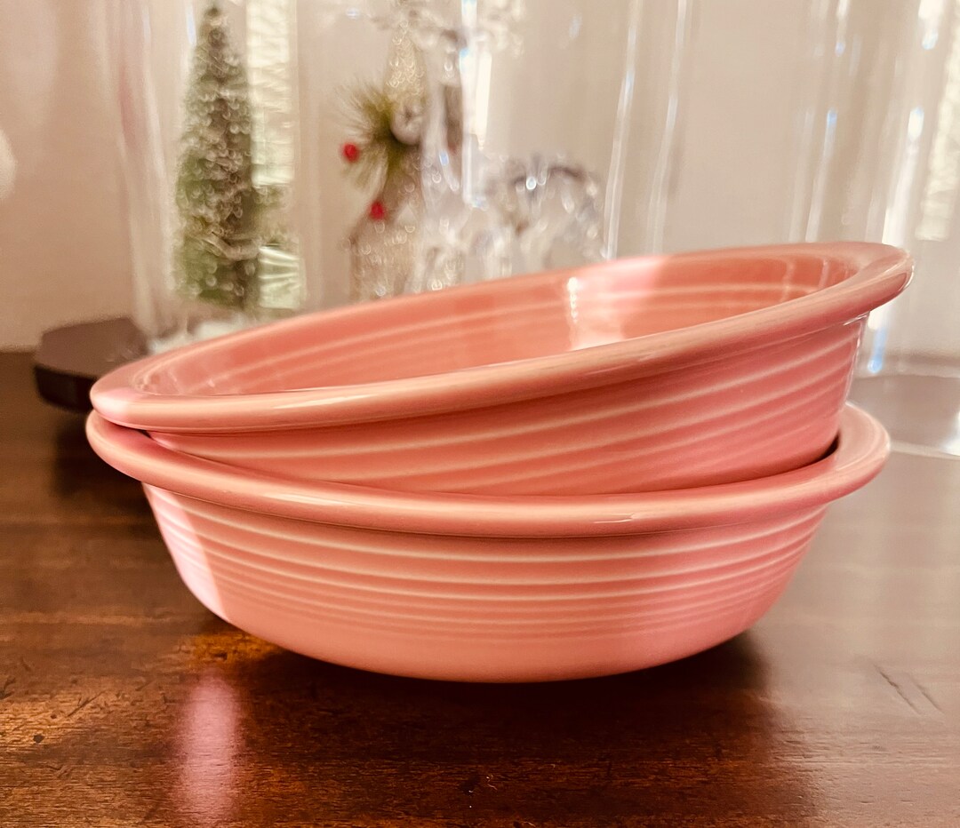 Set of 2 Fiestaware Pink Rose 7 Soup Bowls Etsy