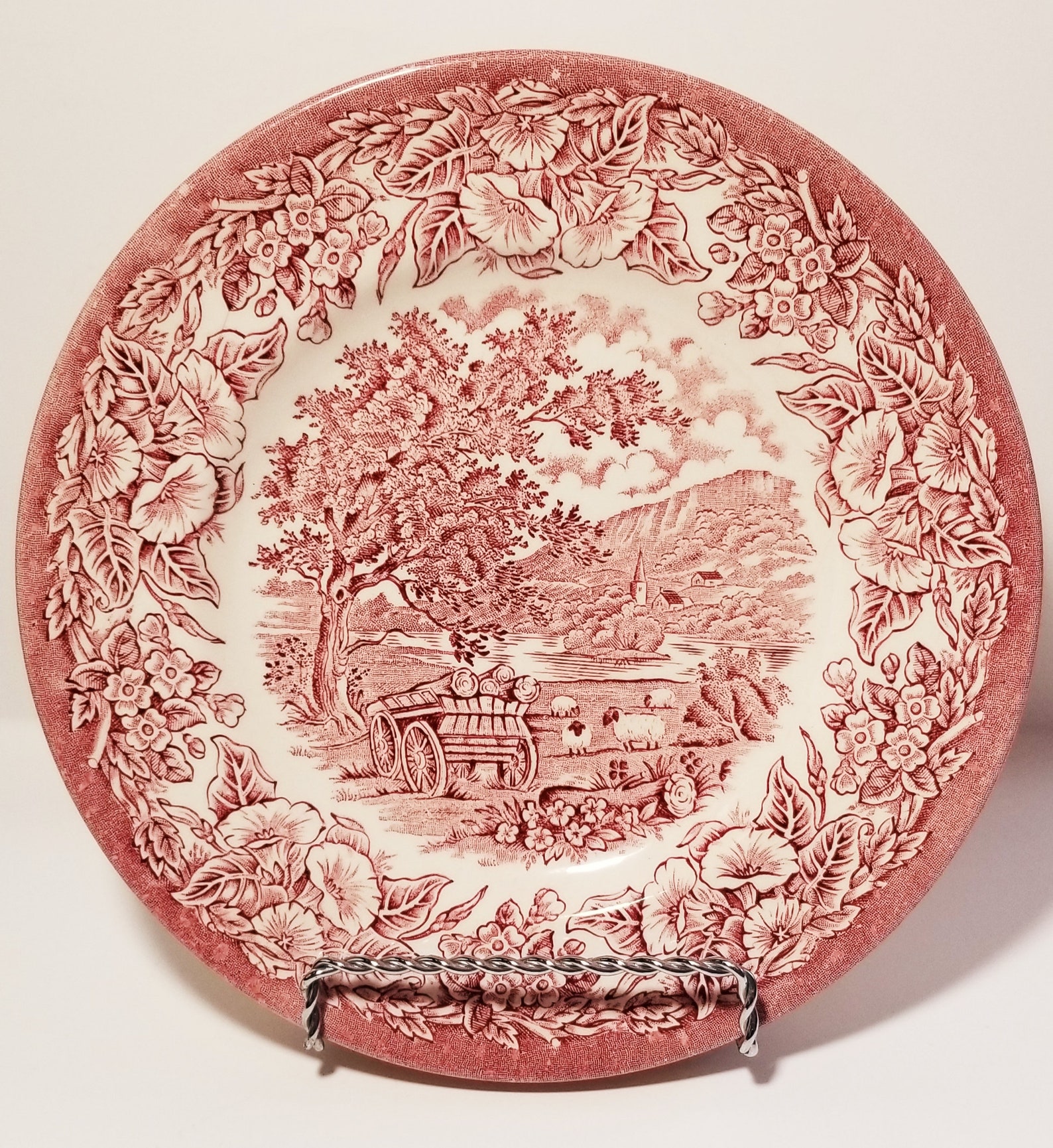 Set of 4 Pink Transferware Salad Plates Etsy