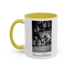 Tazza ShoesShine, foto della tensione sociale in Colombia, tazza con accenti colorati