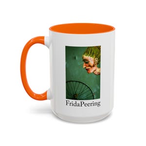 Frida Peering Accent Coffee Mug (11oz, 15oz)  Artistic  Bold  Perfect Gift for Art Lovers