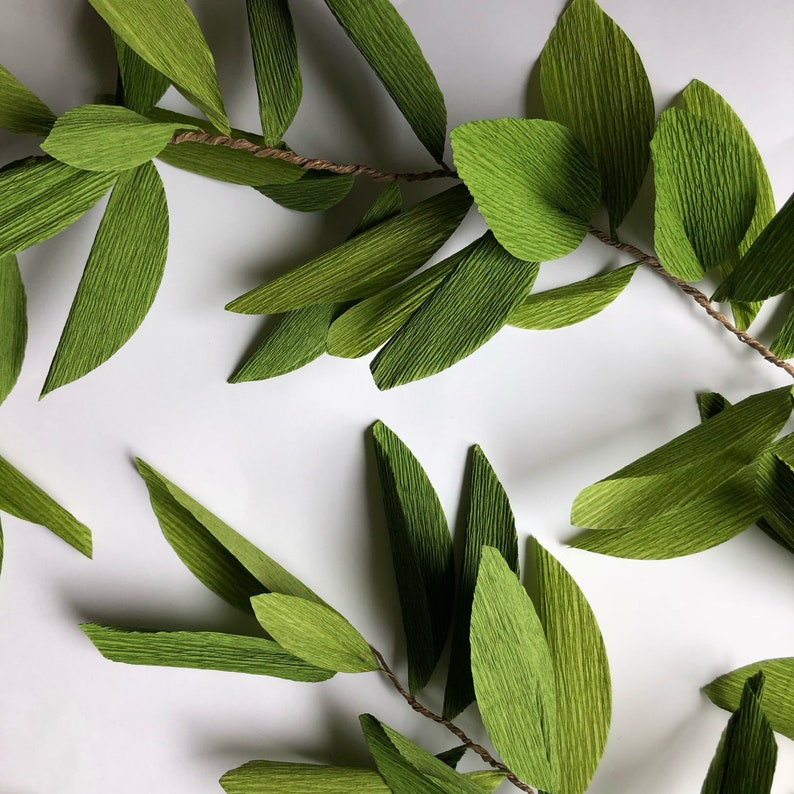 Crepe Paper Greenery Garland chartreuse paper vine leaves Etsy
