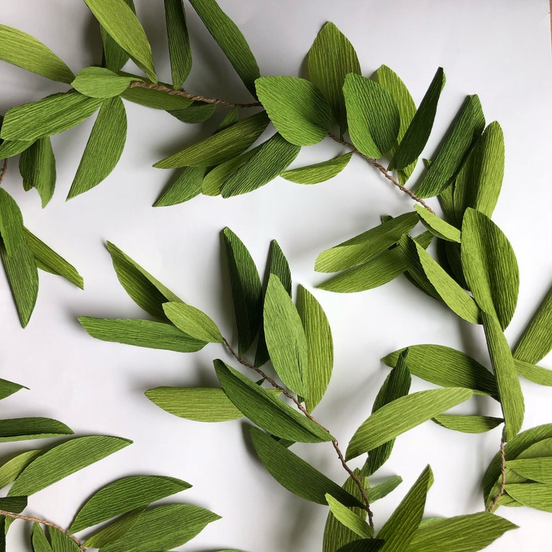 Crepe Paper Greenery Garland chartreuse paper vine leaves Etsy