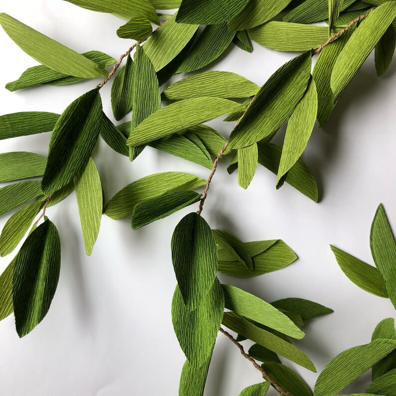 Crepe Paper Greenery Garland chartreuse paper vine leaves Etsy