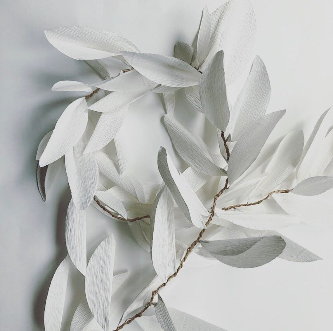 Crepe Paper Greenery Garland white paper vine leaves Hanukkah Etsy