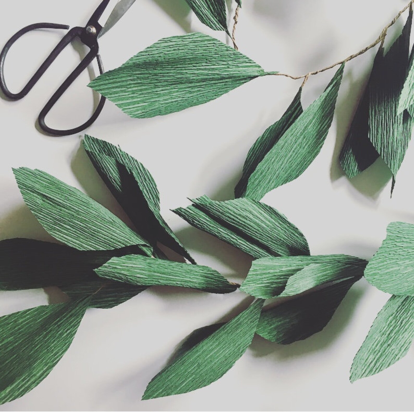 Crepe Paper Greenery Garland paper vine leaves dark green Etsy