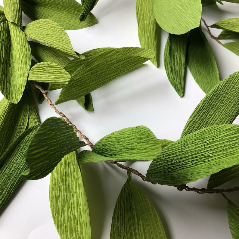 Crepe Paper Greenery Garland chartreuse paper vine leaves Etsy
