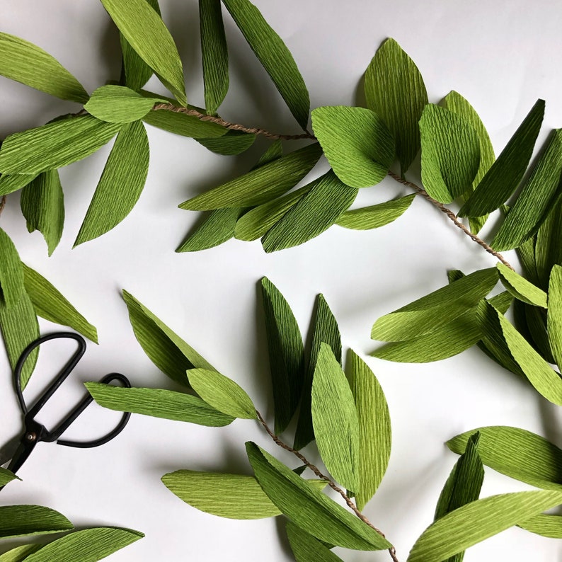 Crepe Paper Greenery Garland chartreuse paper vine leaves Etsy