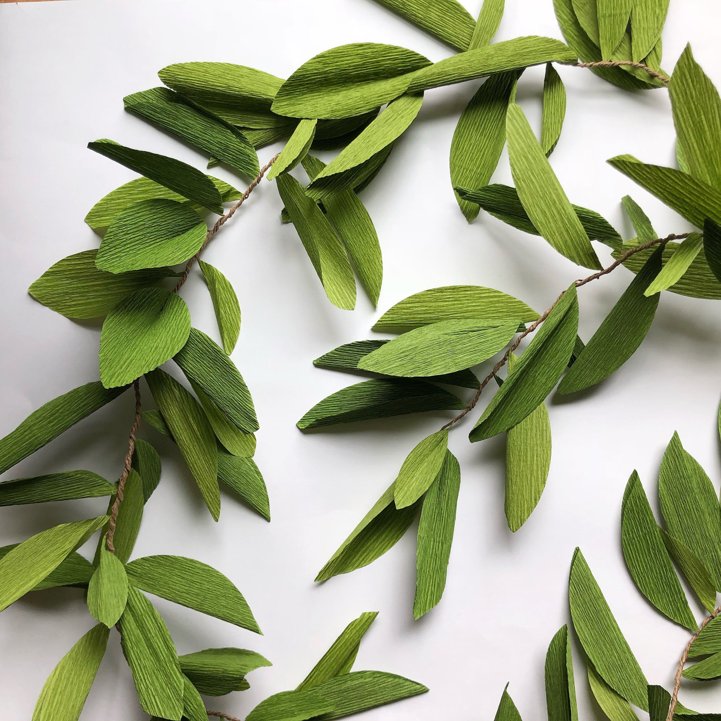 Crepe Paper Greenery Garland chartreuse paper vine leaves Etsy