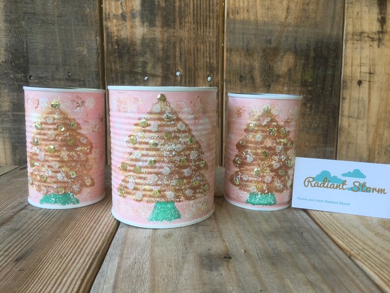 Vintage Christmas Tin Cans set of 3 FREE SHIPPING Etsy