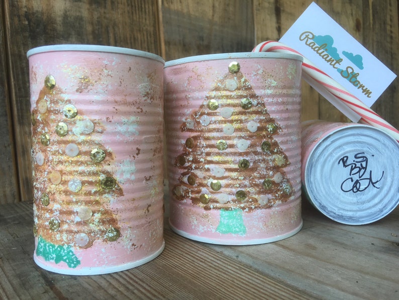 Vintage Christmas Tin Cans set of 3 FREE SHIPPING Etsy