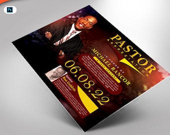 Pastor Appreciation Church Flyer Photoshop Template 11x8.5 and 7x5