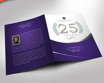 Regal Purple and Silver Program Church anniversary Program PHOTOSHOP Template 4 pages (5.5x8.5)