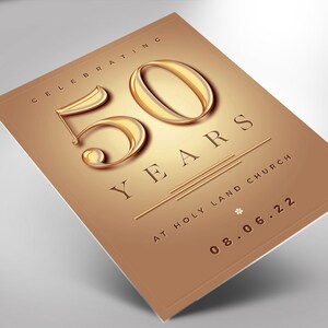 Church Anniversary Flyer Photoshop Template Gold (8.5x11 & 5x7)
