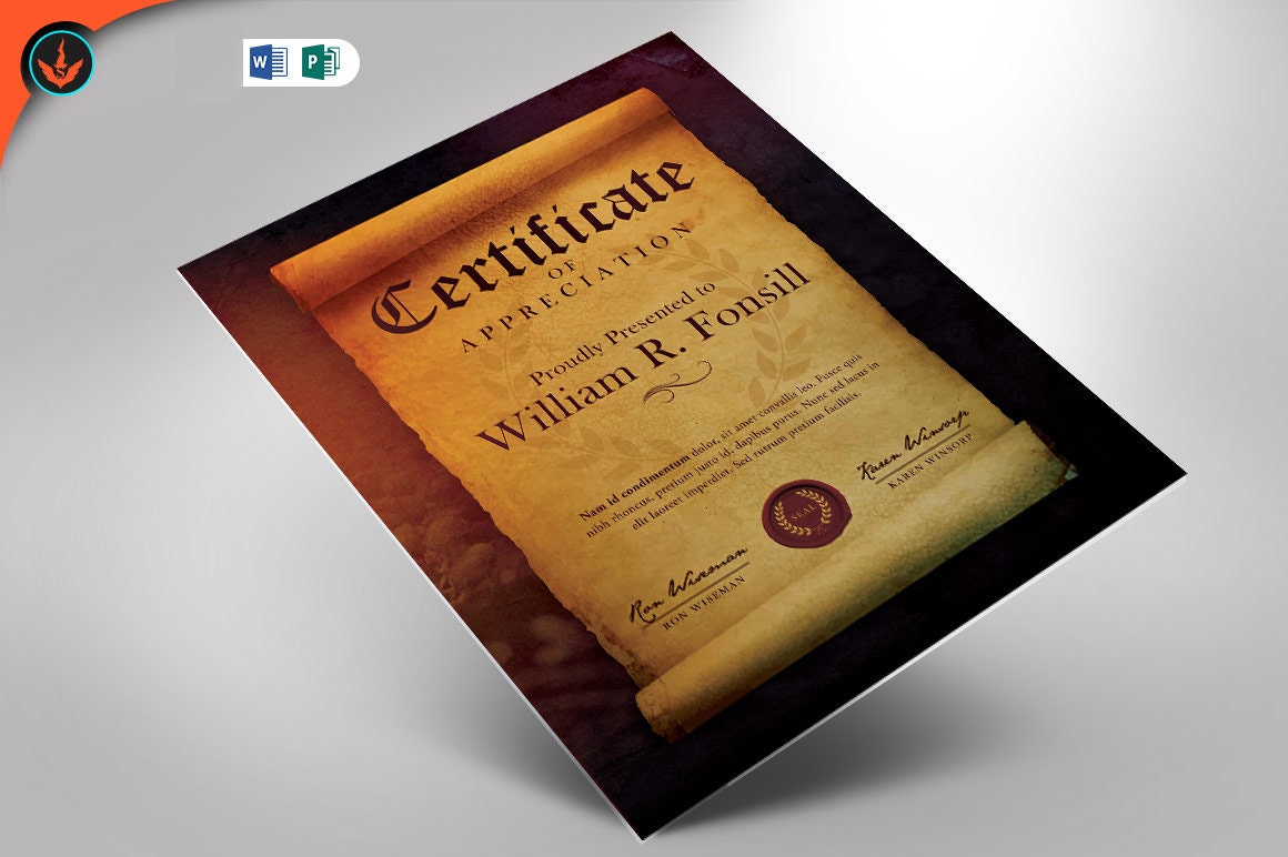 Royal Scroll Certificate Publisher und Word Template (20.20x20 plus 20x20.20) Inside Scroll Certificate Templates