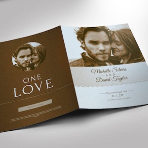 Modello di programma di nozze Photoshop Bi-Fold Retro 4 pagine (8,5x11 e 5,5x8,5)