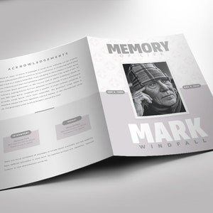 Simple Funeral Program InDesign Template (4 pages) 8.5x11 and 5.5x8.5