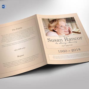 Funeral Program Template Classic Bi-Fold Word 2013 and PUBLISHER 8.5x11 and 5.5x8.5 (8 pages)