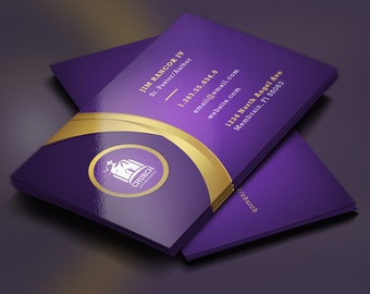 Lavender Gold Church Business Card Photoshop Template