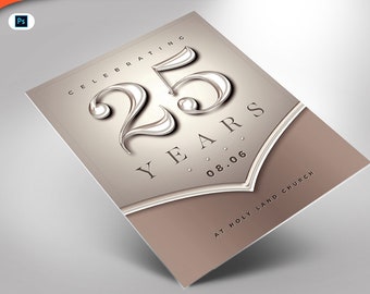 Silver and Rose Church Anniversary Flyer Photoshop Template (8.5x11 & 5x7) Printable