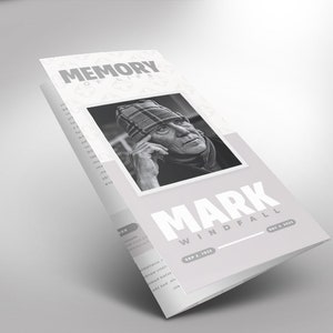 Simple Funeral Program InDesign Template  Tri-Fold 17x11 and 11x8.5