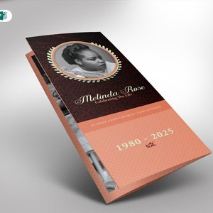 Funeral Program Template Tri-Fold Leather Word and Publisher Template 17x11 and 11x8.5