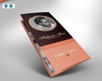 Leather Funeral Program Tri-Fold Word and Publisher Template 17x11 and 11x8.5