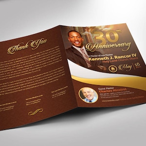 Pastor&#39;s Anniversary Program Photoshop Template 5.5x8.5 (4 Pages)