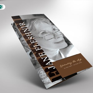 Funeral Program Template Tri-Fold Leather Publisher and Word 17x11 and 11.85