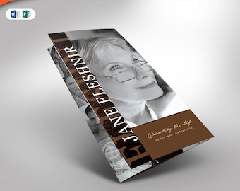 Funeral Program Template Tri-Fold Leather Publisher and Word 17x11 and 11.85