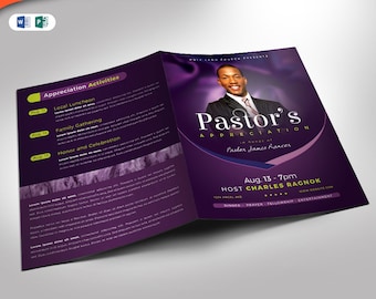 Pastor Appreciation Program Publisher and  Word Template (8.5x11 & 5.5x8.5)