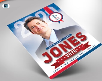 Politieke flyer Photoshop-sjabloon 9 (8,5 x 11 en 5 x 7)