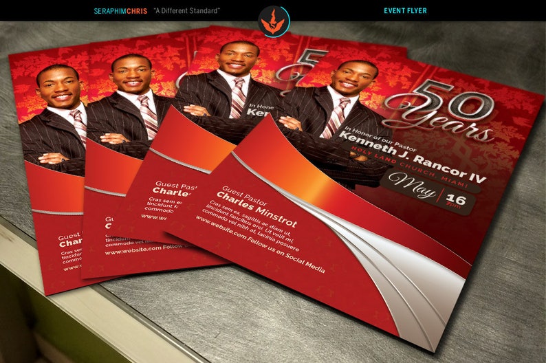 Pastors Anniversary RED AND SILVER Church Flyer Photoshop | Etsy